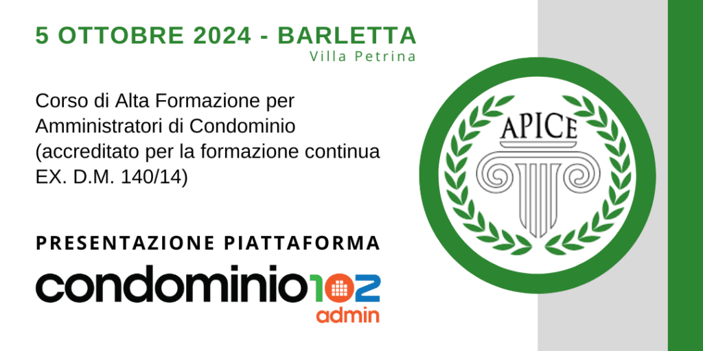 Condominio102 Admin a Barletta: 5 Ottobre 2024